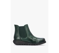 FLY LONDON Salv Petrol Rug Leather Wedge Chelsea Boots Size: 40, Colou