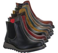 Fly London Salv Womens Wedged Heeled Chelsea Leather Ankle Boots - Dark Brown - UK 5 / EU 38