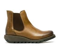 Fly London SALV195 - Women's Wedge Heel Leather Chelsea Ankle Boots - Camel - UK 5
