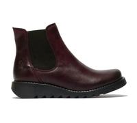 Fly London SALV195 - Women's Wedge Heel Leather Chelsea Ankle Boots - Wine - UK 5
