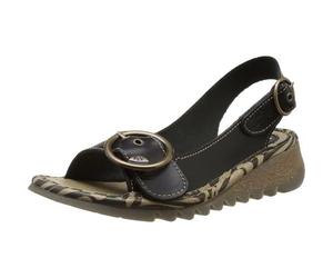 Fly London Tram Womens Ladies Black Adjustable Wedge Sandals Size 4-8