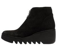 FLY LONDON Baaz Black Reptile Suede Front Zip Wedge Ankle Boots Size: 38, Colour: Black Reptile