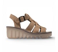 Fly London Womens BAIC621FLY Taupe Suede Leather Wedge Sandals - Size EU 40
