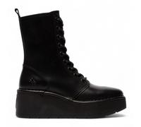 Fly London Womens Black Hait Leather Lace-up Chunky Platform Ankle Boots - Size UK 8