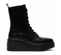 Fly London Womens Black HAIT273 Casual Leather Lace-up Chunky Platform Ankle