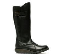 Fly London Womens Black MOL 2 Leather Wedge Heel Knee High Zip Up Boots - Black - UK 6 | EU 39 | US 8