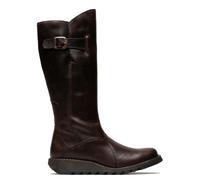 Fly London Womens Brown MOL 2 Leather Wedge Heel Knee High Zip Up Boots - DK Brown - UK 6 | EU 39 | US 8