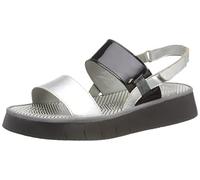Fly London Women's CURA318FLY Sandal, Silver/Black, 7 UK