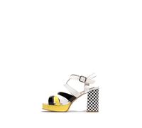 Fly London Women's ETIR455FLY Sandal, White/Black/Lemon, 7 UK
