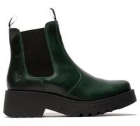 Fly London Womens Green MEDI789 Boots Wedged Chelsea Ankle Leather Platform