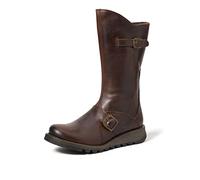 Fly London Mes 2 Womens Wedge Heel Leather Buckle Mid-Calf Boots - Dark Brown - UK 6 / EU 39