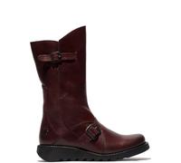 Fly London Women's Mes 2 Buckle Boots, Wine Black Sole, 3 UK
