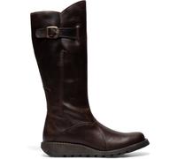 Fly London Womens Brown MOL 2 Leather Wedge Heel Knee High Zip Up Boots - Size UK 7