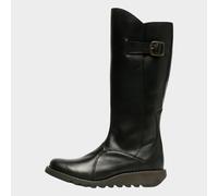 fly london Women's Mol 2 Leather Wedge Heel Knee High Zip Up Boots, Black 4