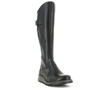 (Black, UK 8) Fly London Mol 2 Womens Ladies Leather Zip Up Knee High Wedge Boots
