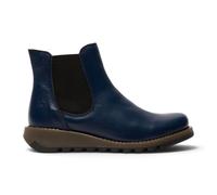 Fly London Womens Navy Blue SALV Chelsea Leather Ankle Casual Wedge Heel Boots