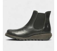 fly london Women's Salv Chelsea Leather Ankle Wedge Heel Boots, Black 4