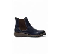Fly Womens Blue SALV Chelsea Leather Ankle Casual Wedge Heel Boots