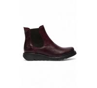 Fly London Womens Red SALV Chelsea Leather Ankle Casual Wedge Heel Boots - Wine - Size UK 5