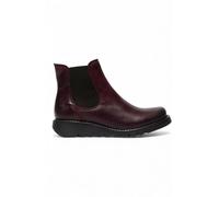 Fly London Womens Red SALV Chelsea Leather Ankle Casual Wedge Heel Boots - Wine - Size UK 7