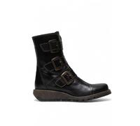 Fly Womens Black SCOP110 Chelsea Leather Ankle Zip Biker Boots