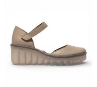 Fly London Women's Taupe Brown Leather BISO305FLY Wedges Espadrille Strap Heels