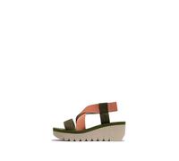 Fly London Women's YABI922FLY Sandal, Army Green/Tea Rose/Army Green, 6 UK