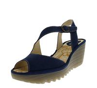 Fly London Womens Yamp Summer Peep Toe Cut Out Wedge Heel Buckle Sandals - Cupido Blue - 9