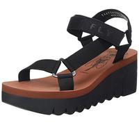 Fly London Yefa Yoko Black Womens Wedge Sandals P144726-000 in a Plain Textile in Size 38