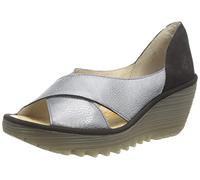 Fly London Women's YOMA307FLY Wedge Sandal,GREY/BLACK,6 UK
