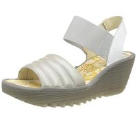 Fly London Women's YIKO414FLY Sandal, Silver/OFFWHITE, 6 UK