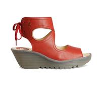 Fly London YULP571FLY Mousse Leather Women's Heels Sandals - Devil Red - Size:UK 5
