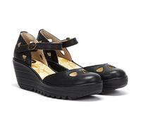 Fly London Yuna Womens Leather Wedge Sandals - (Black) - Size UK 6