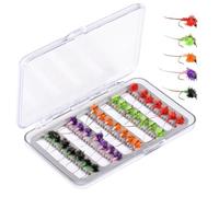 Fly Lure Assortment Trout Fly Lures - 35x Fly Lure Carbon Steel Artificial Bait | Organizers Box Included Freshwater Saltwater River Tackle