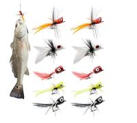 Fly Lures | 10 Piece Fly Lures Kit - Dry and Drowned Baits for Fishermen Lakes Ponds Rivers Freshwater and Salt Trout