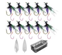 Fly Lures - Set of Flies for Fish Bread, Bait with Double Attracting Hook 10 Units for Salt and Freshwater Fishers Outdoors