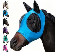 Fly Mask for Horses With Ears, Breathable & Elastic, Full Coverage for UV & Insect Protection, for Hiking Trips, Pastures, Stables & Grooming