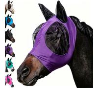 Fly Mask for Horses With Ears, Breathable & Elastic, Full Coverage for UV & Insect Protection, for Hiking Trips, Pastures, Stables & Grooming