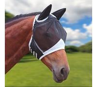 Fly Mask Horse Fly Cover Horse UV Protection with Ear Protection - Breathable Skin-Friendly Riding Mask for Training, Posture & Leisure (Black)