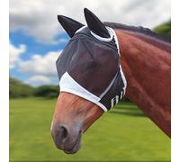 Fly Mask Horse, Fly Cover Horse UV Protection with Ear Protection - Breathable Skin-Friendly Riding Mask for Training, Posture & Leisure (Black)