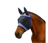 Fly Mask Horse with Ears and Scoop Hole, Breathable Elastic Mesh with UV Protection, Lightweight Insect Protection, Horse Mask for Pasture and Stable, Suitable for Pony Cob and Thoroughbred (Grey_B)