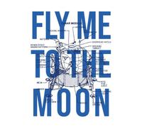 Fly Me To The Moon Blue Print Women's T-Shirt - White - S - White