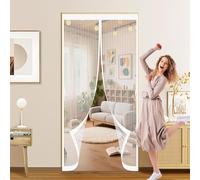 Fly Nets for Doors 116 x 174 cm Automatically Close, No Gap, Easy to Install Without Drilling, Keep Bugs Out Lets Fresh Air in Thermal Insulated Door Curtain for Patio Doors Balcony, White