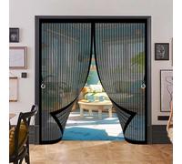 Fly Nets for Doors 124 x 105 cm with Powerful Magnets & Full Frame Magic Tape No Gap, Lets Fresh Air in, Keep Bugs Out Patio Door Nets Insect Mesh for Patio Doors Bedroom, Black
