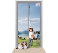 Fly Nets for Doors 130 x 207 cm Easy to Install Without Drilling Magnetic Screen Door with Powerful Magnets/Full Frame Magic Tape for Home Office Balcony Patio Garden, Grey