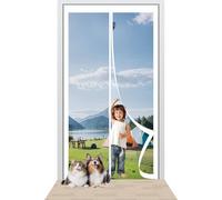 Fly Nets for Doors 132 x 202 cm Easy to Install Without Drilling Magnetic Screen Door with Powerful Magnets/Full Frame Magic Tape for Home Office Balcony Patio Garden, White