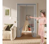 Fly Nets for Doors 138 x 172 cm with Powerful Magnets & Full Frame Magic Tape, Keep Bugs Out & Lets Fresh Air in Mosquito Double Door for Patio Doors Balcony, Grey