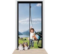 Fly Nets for Doors 138 x 206 cm Easy to Install Without Drilling Magnetic Screen Door with Powerful Magnets/Full Frame Magic Tape for Home Office Balcony Patio Garden, Black
