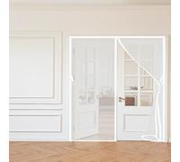 Fly Nets for Doors 144 x 100 cm Self Sealing, Hands Free, Durable Heavy Duty Mesh Bug Curtain No Tools Installation, with Stay Open Buckles for Living Room, Bedroom, Patio, White