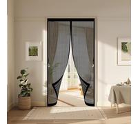 Fly Nets for Doors 155 x 236 cm with Powerful Magnets & Full Frame Magic Tape No Gap, Lets Fresh Air in, Keep Bugs Out Screen Mesh Curtain Fits Door for Patio Doors Bedroom, Black